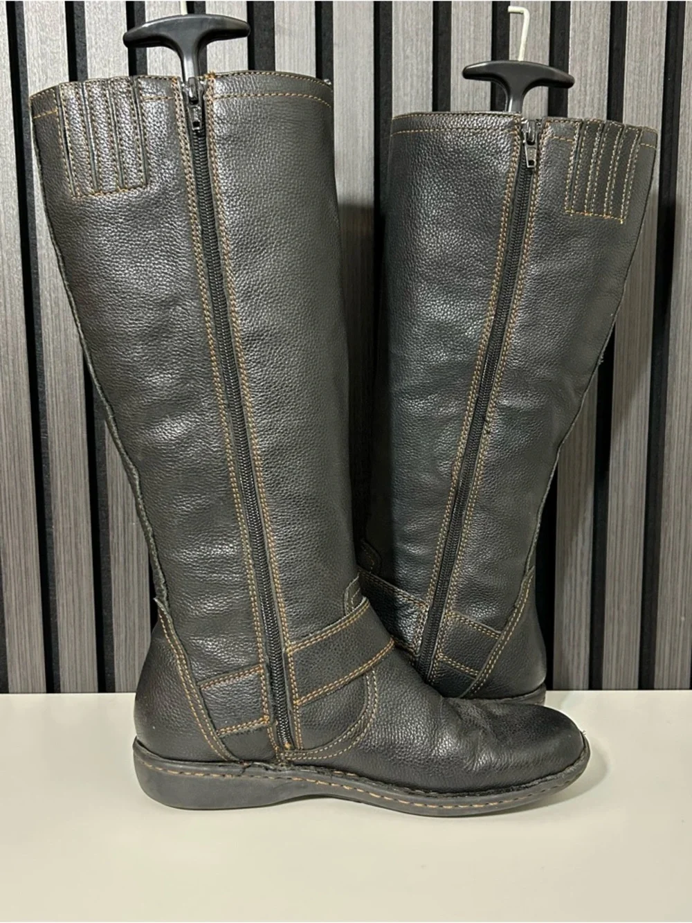 Born riding tall knee high black leather boots